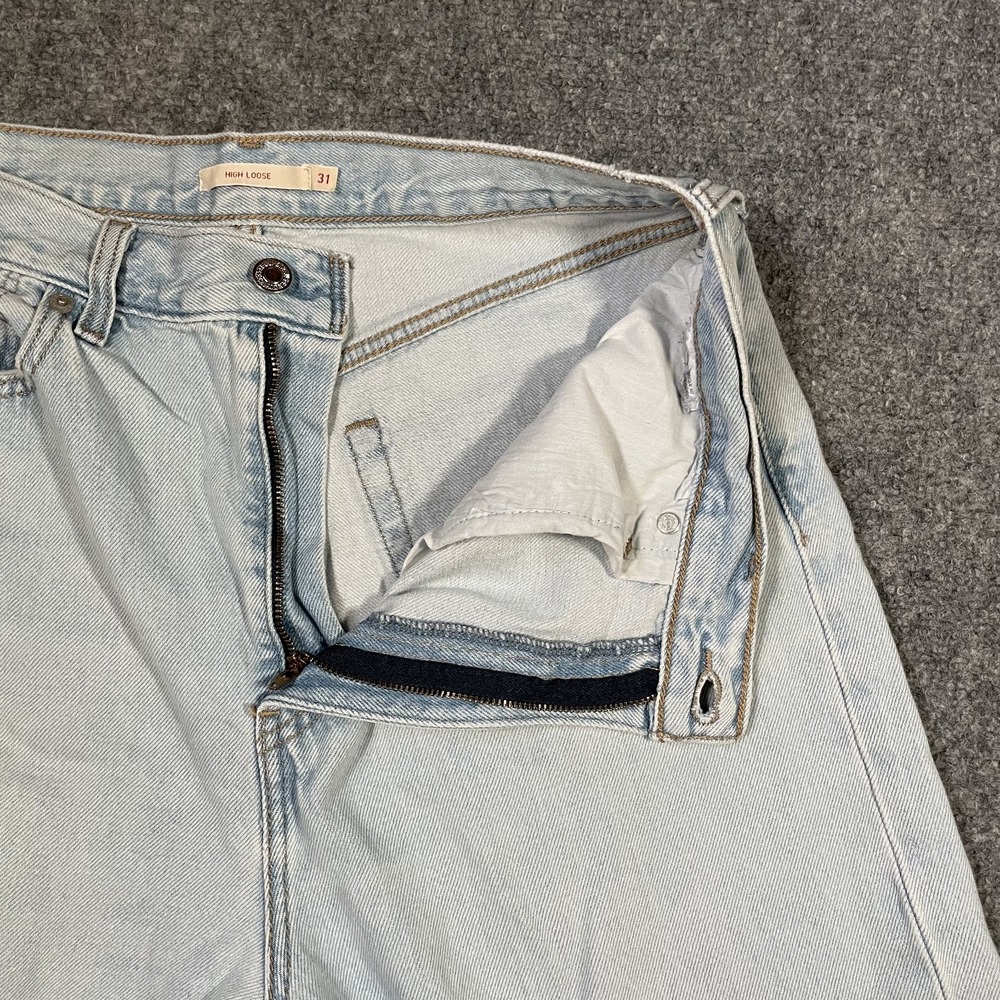 Levi's Premium High Loose Denim Jeans Womens Size 31 Washed Blue Wide Leg Baggy - Picture 11 of 14